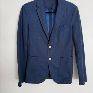 Zara Men's Navy Blue Two-Button Sport Coat